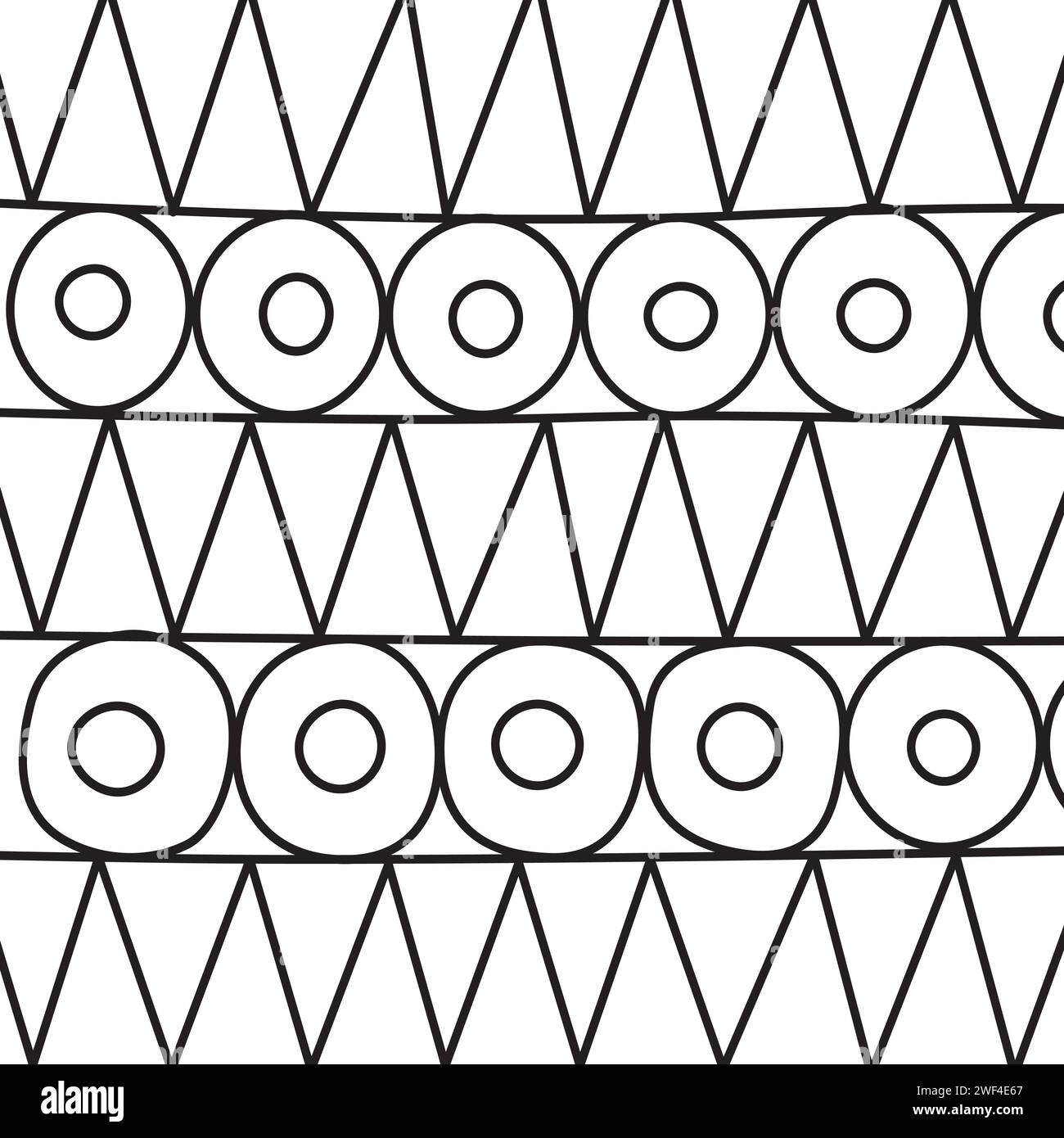 Sfondo con motivo lineare a zigzag circolare astratto in bianco e nero Illustrazione Vettoriale