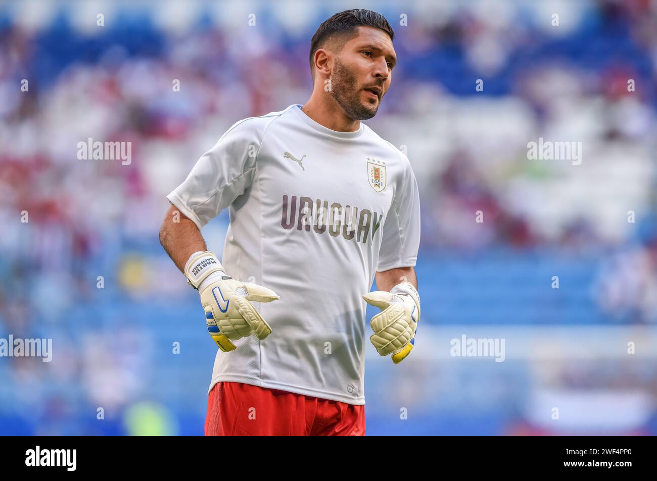 Samara, Russia – 25 giugno 2018. Sostituto del portiere dell'Uruguay Martin Campana prima della partita della Coppa del mondo FIFA 2018 Uruguay vs Russia (3-0). Foto Stock