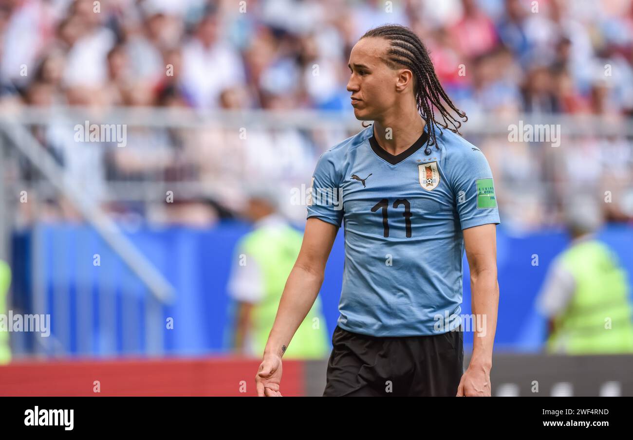 Samara, Russia – 25 giugno 2018. Diego Laxalt, squadra nazionale di calcio dell'Uruguay durante la partita della Coppa del mondo FIFA 2018 Uruguay vs Russia (3-0). Foto Stock