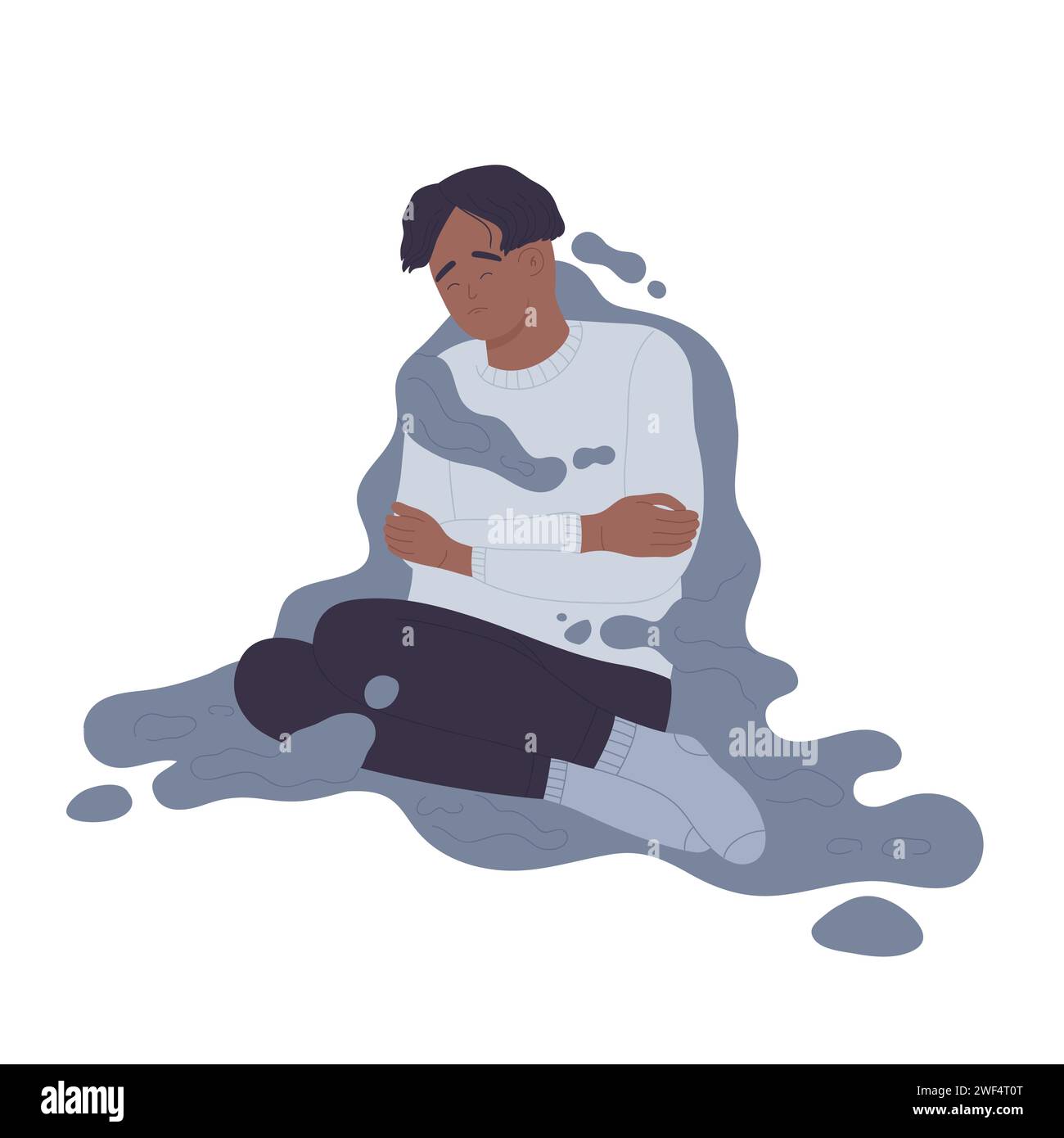 Problema di stress post traumatico. Disturbo mentale, malattia psichiatrica cartone animato illustrazione vettoriale Illustrazione Vettoriale