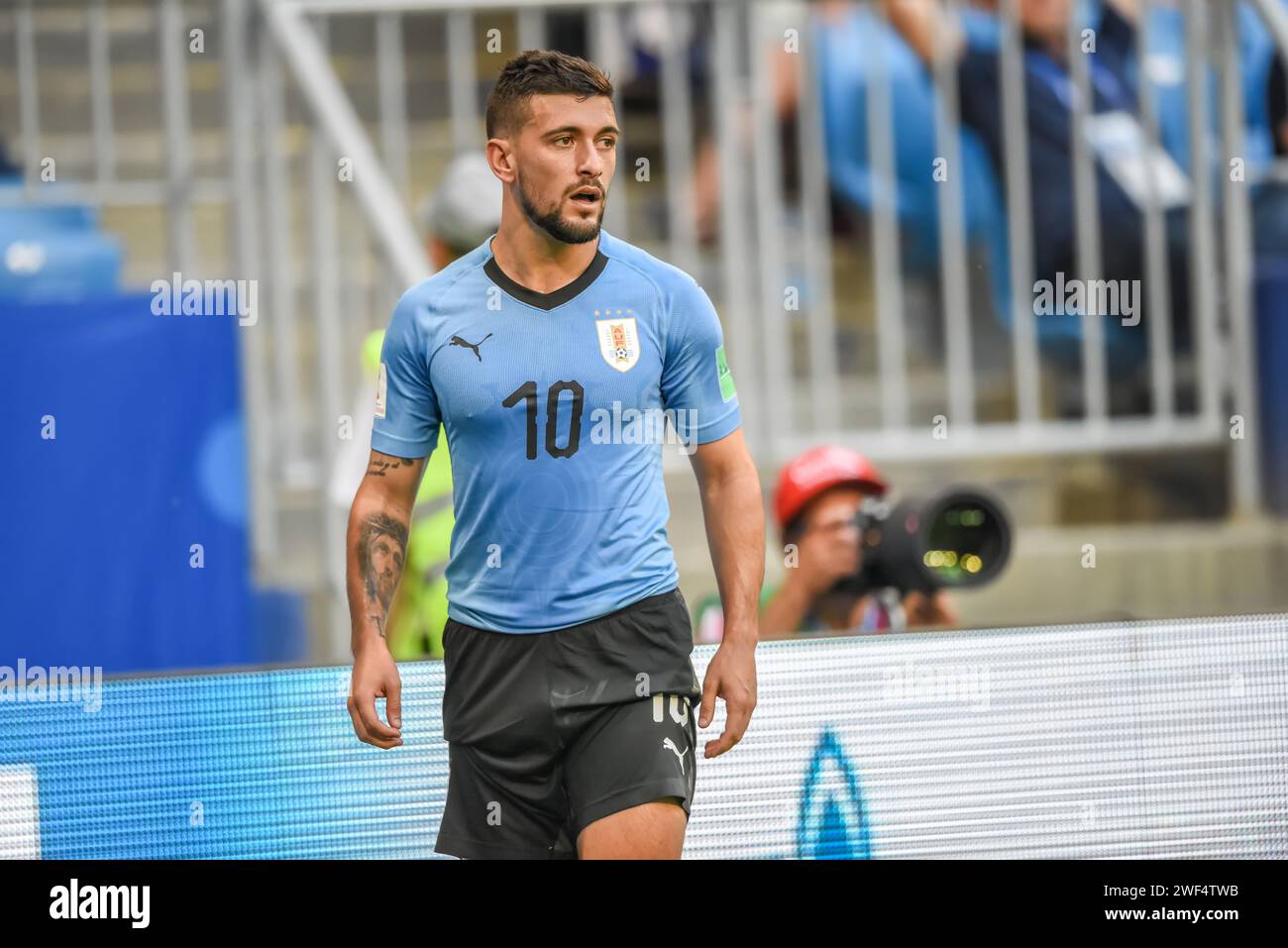 Samara, Russia – 25 giugno 2018. Centrocampista della nazionale uruguaiana Giorgian De Arrascaeta durante la partita della Coppa del mondo FIFA 2018 Uruguay vs Russia (3 Foto Stock