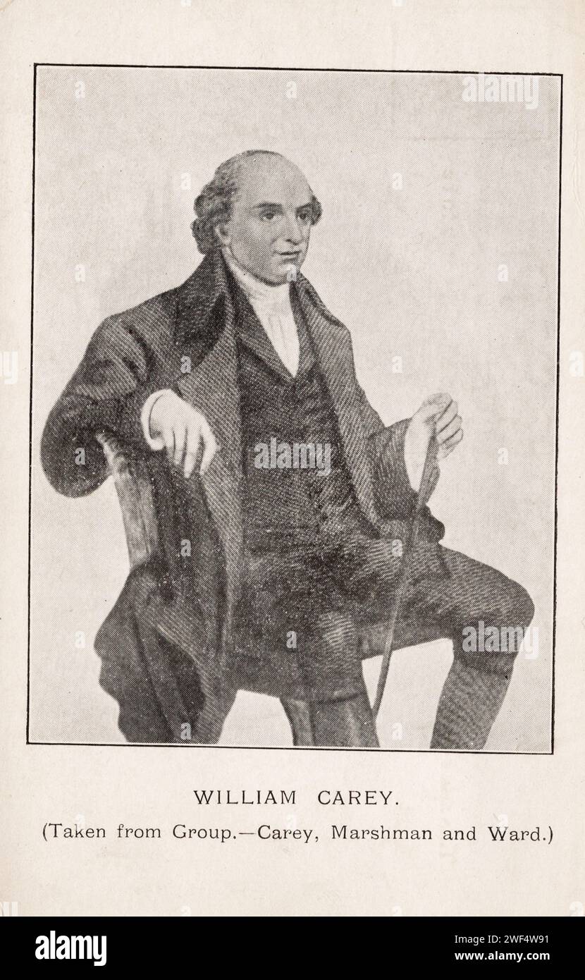 Ritratto di William Carey, missionario cristiano inglese e ministro battista, cartolina all'inizio del XIX secolo. artista sconosciuto Foto Stock