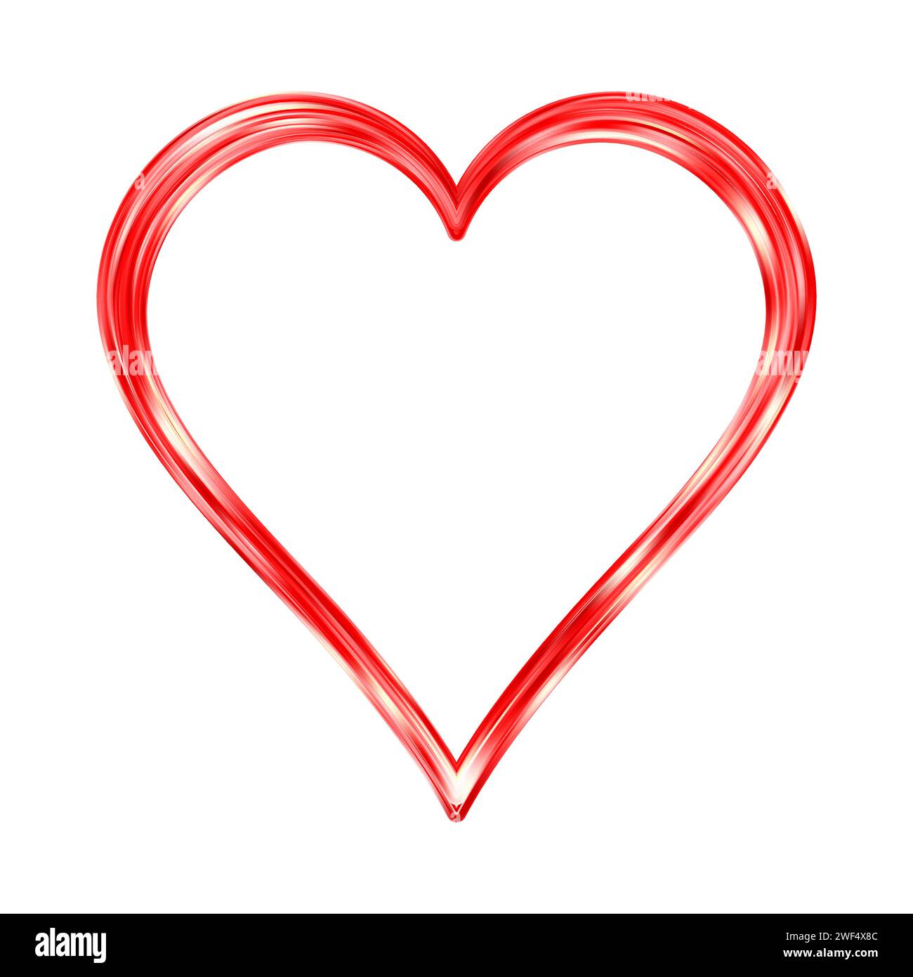 Sottile cornice a cuore dorato. Golden Realistic Heart Border. Il lusso, simbolo dell'amore. Illustrazione Vettoriale