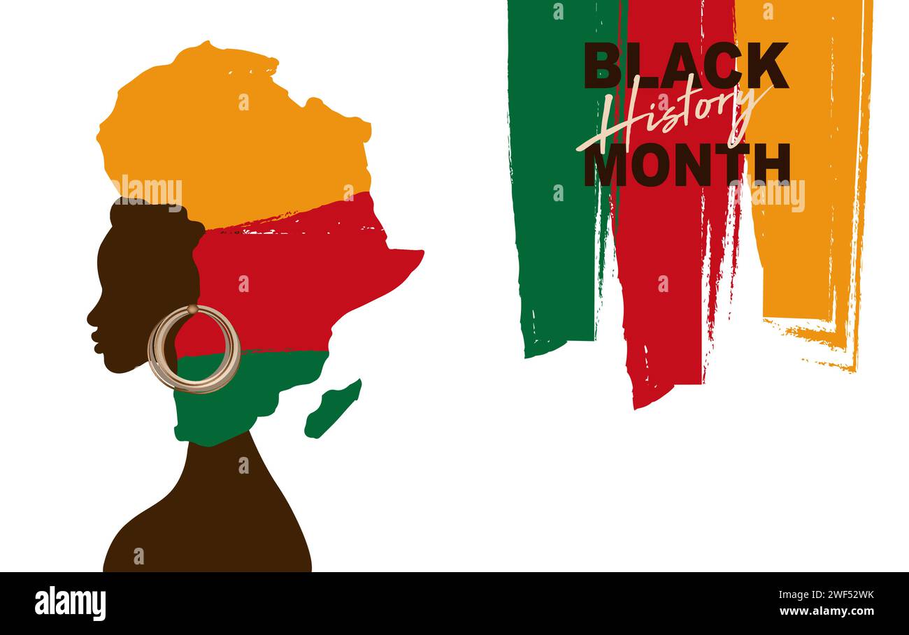 National Black History Month. Concetto di vacanza. Modello per sfondo, banner, scheda, poster con iscrizione di testo. Storia afroamericana Illustrazione Vettoriale