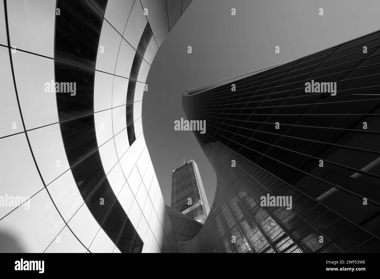 Citylife, parco moderno a Milano, Lombardia, Italia, con le tre Torri Foto Stock