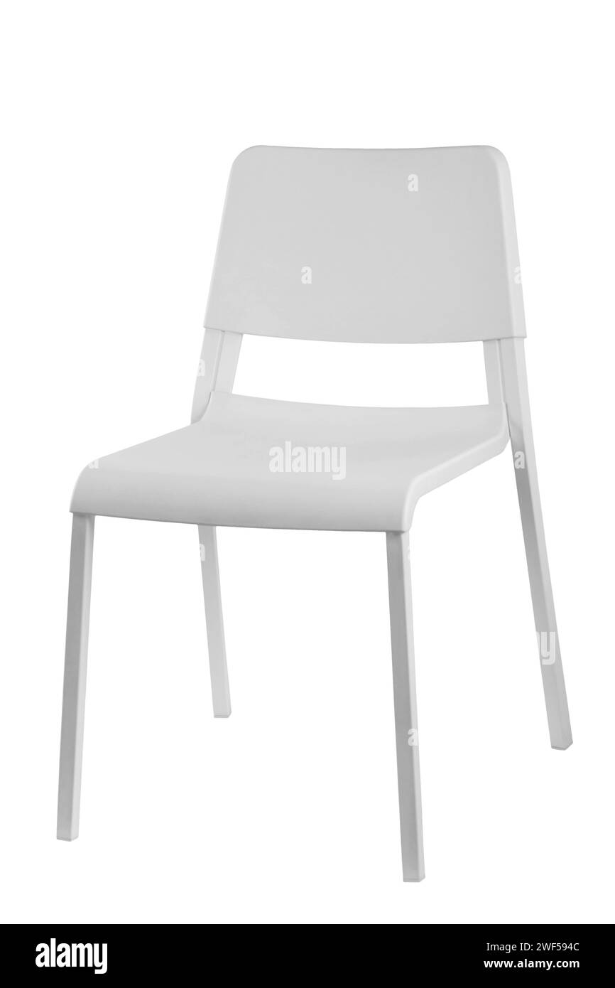 Sedia bianca isolata su sfondo bianco Foto Stock