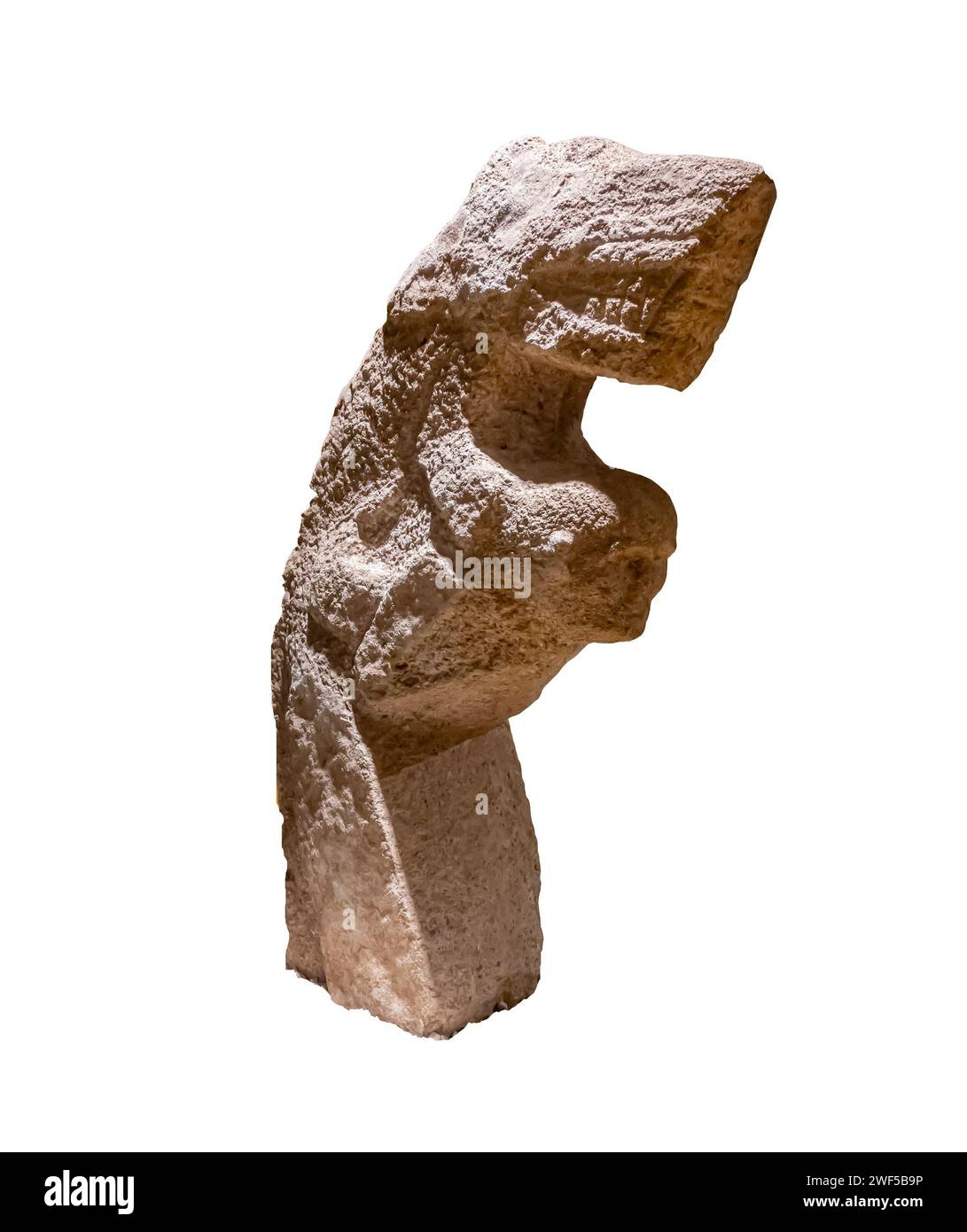 Scultura di un uomo che porta un leopardo sulla schiena, Karahantepe, calcare, neolitico Foto Stock