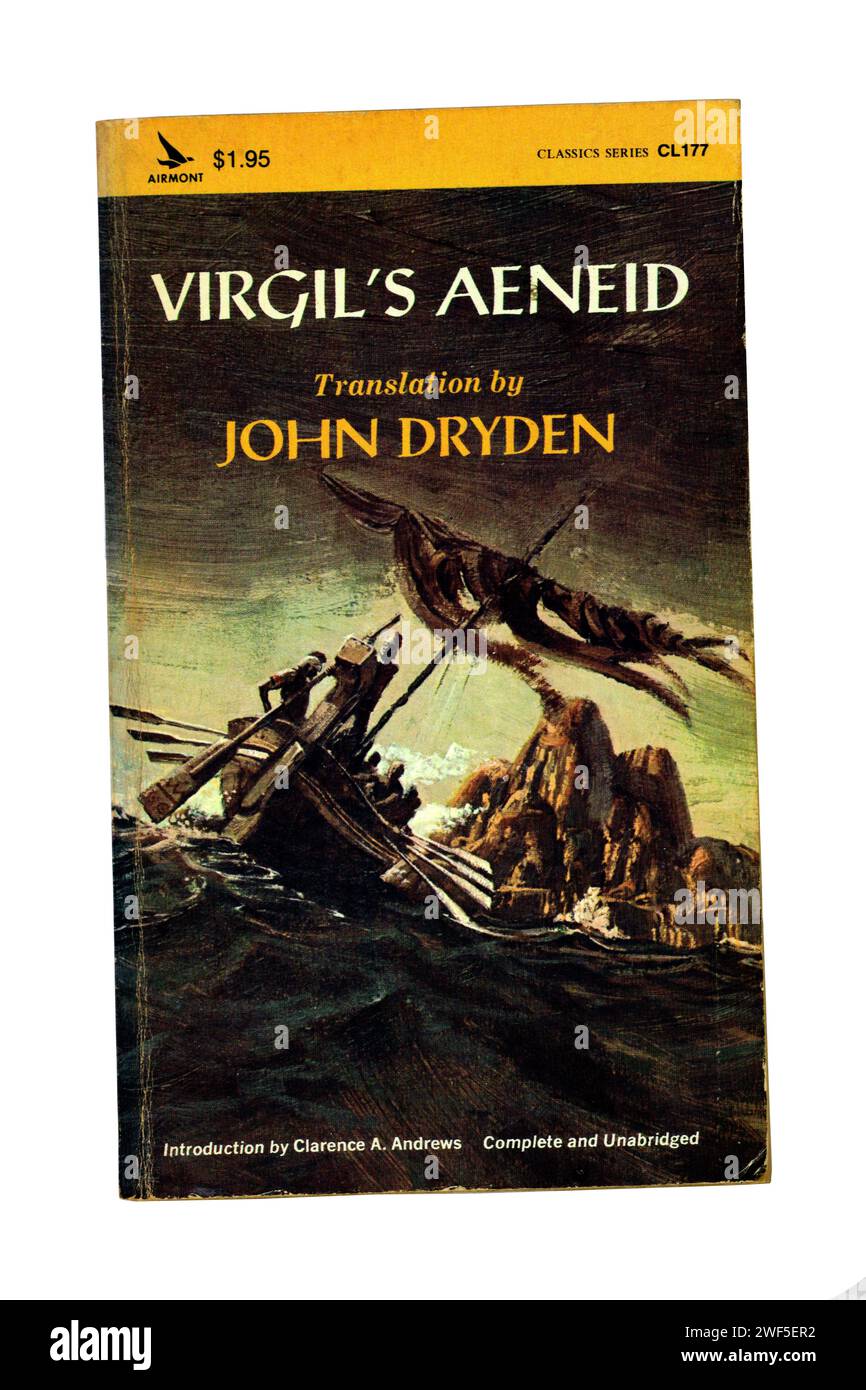 Virgil's Aeneid, traduzione di John Dryden. Copertina del libro su sfondo chiaro/bianco Foto Stock