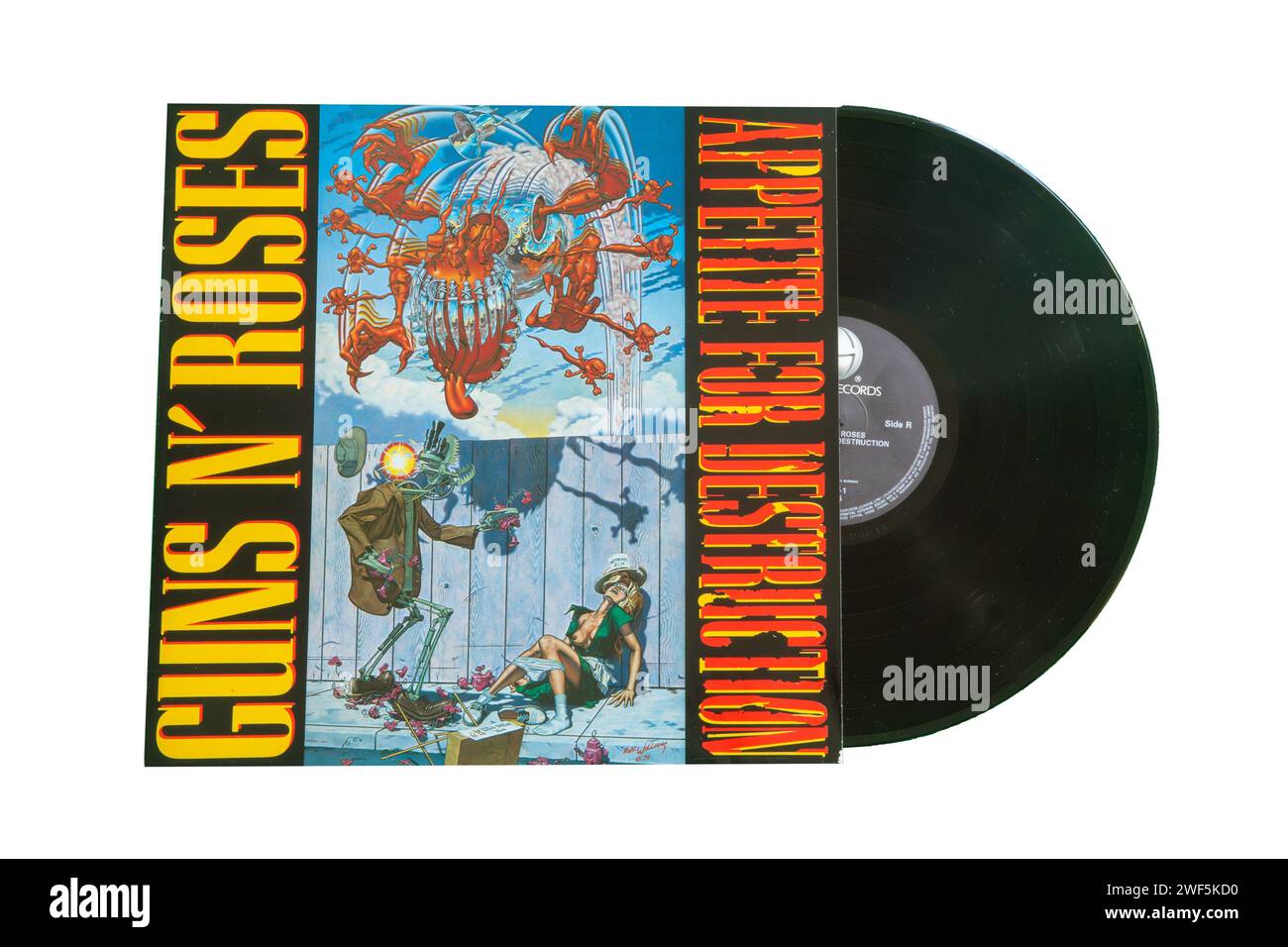 Copertina dell'album di debutto APPETITE FOR DESTRUCTION del gruppo hard rock statunitense GUNS N' ROSES. L'album include brani leggendari come Welcome to the J Foto Stock