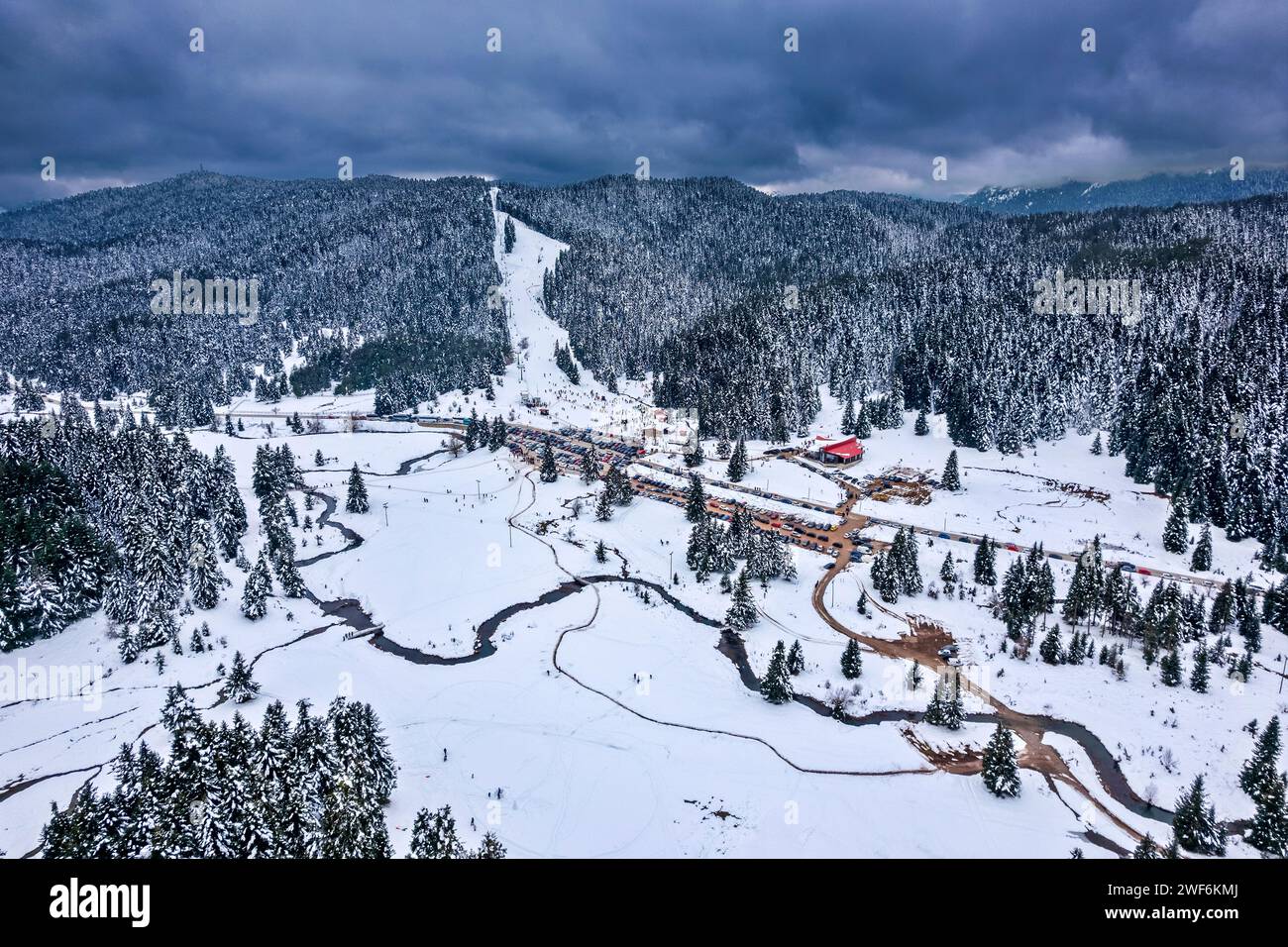 Pertouli Ski Center, Pyli Municipality, Trikala, Tessaglia, Grecia Foto Stock