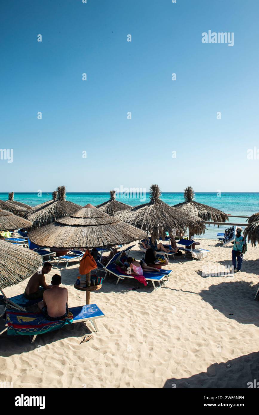 Spiaggia di Torre San Giovanni, Salento, Puglia, Italia Foto Stock