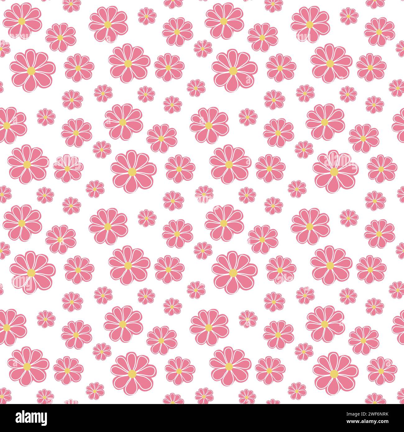 Illustrazione vettoriale di pattern senza cuciture a molla in fiore. Grazioso sfondo di fiori rosa. Stampa floreale per tessuti, carta, imballaggi, primavera estate Illustrazione Vettoriale