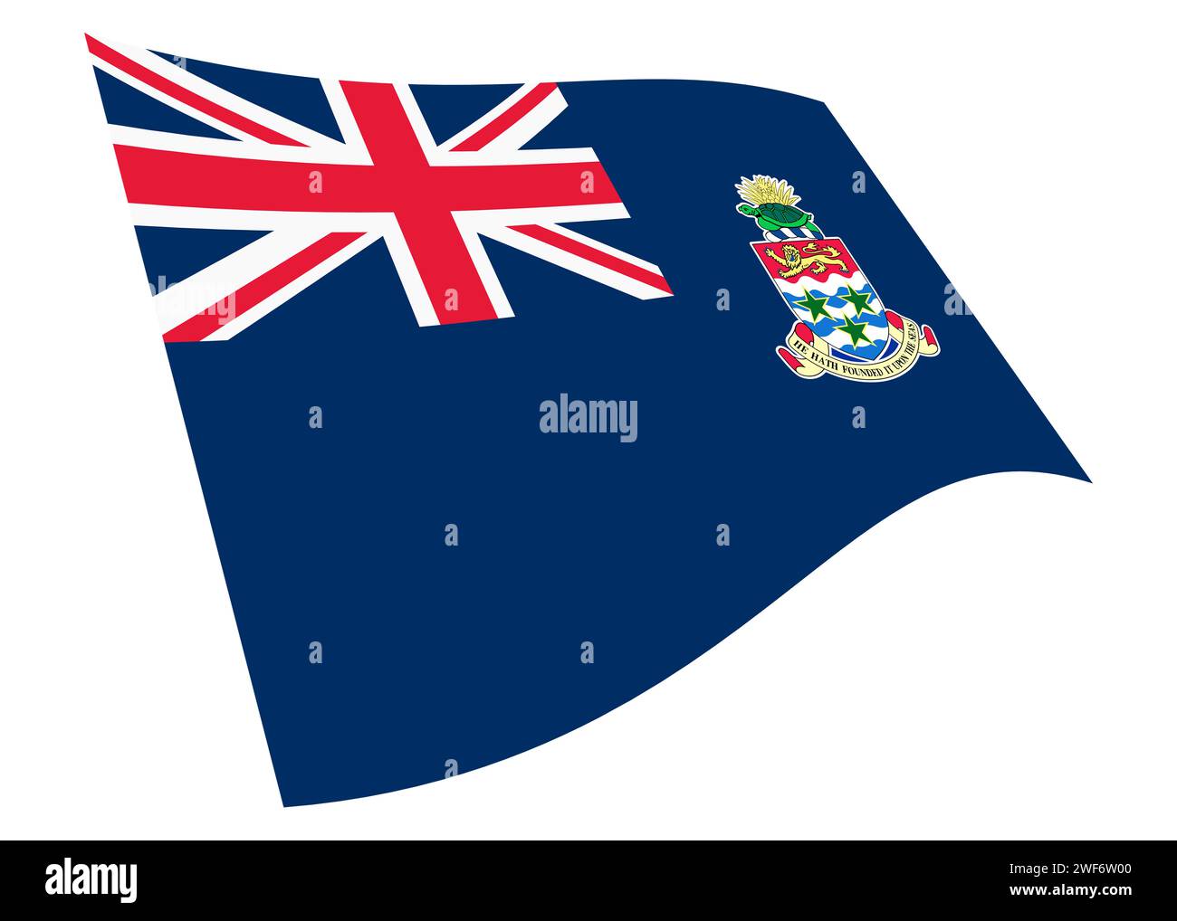 Un grafico con bandiera delle isole Cayman isolato su bianco con un percorso di ritaglio Foto Stock