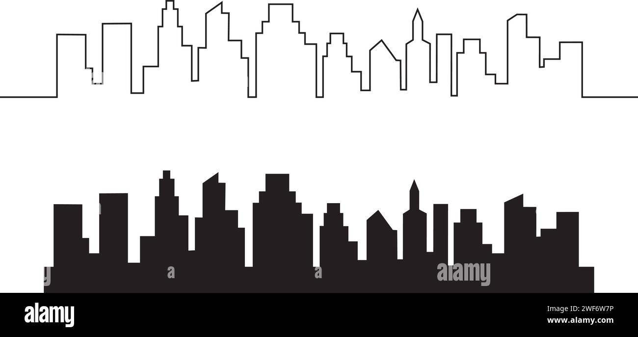skyline della città retrostante e disegno di illustrazione vettoriale Illustrazione Vettoriale