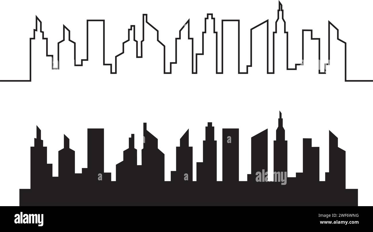 skyline della città retrostante e disegno di illustrazione vettoriale Illustrazione Vettoriale