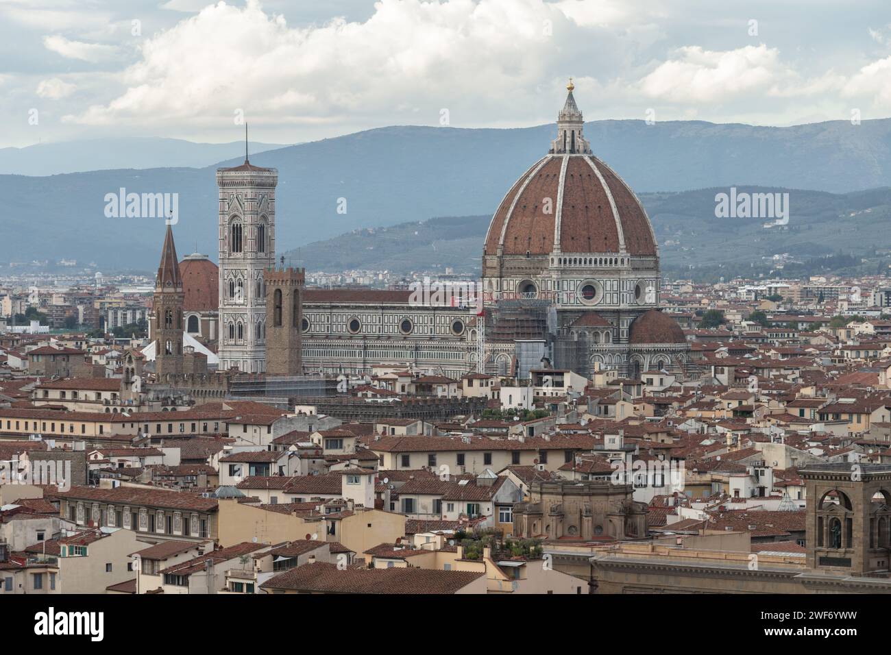 Una vista panoramica di Santa Maria del Fiore, Firenze, Italia Foto Stock