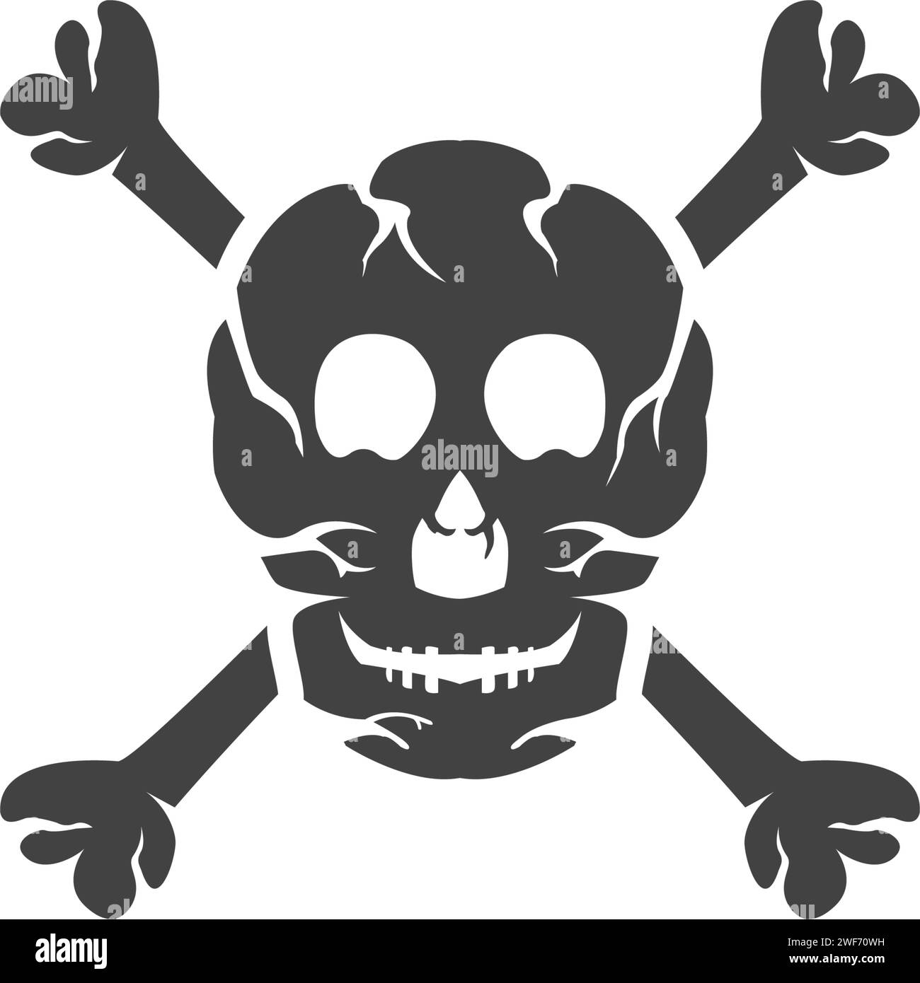 Modello di disegno illustrativo dell'icona del vettore del cranio Illustrazione Vettoriale