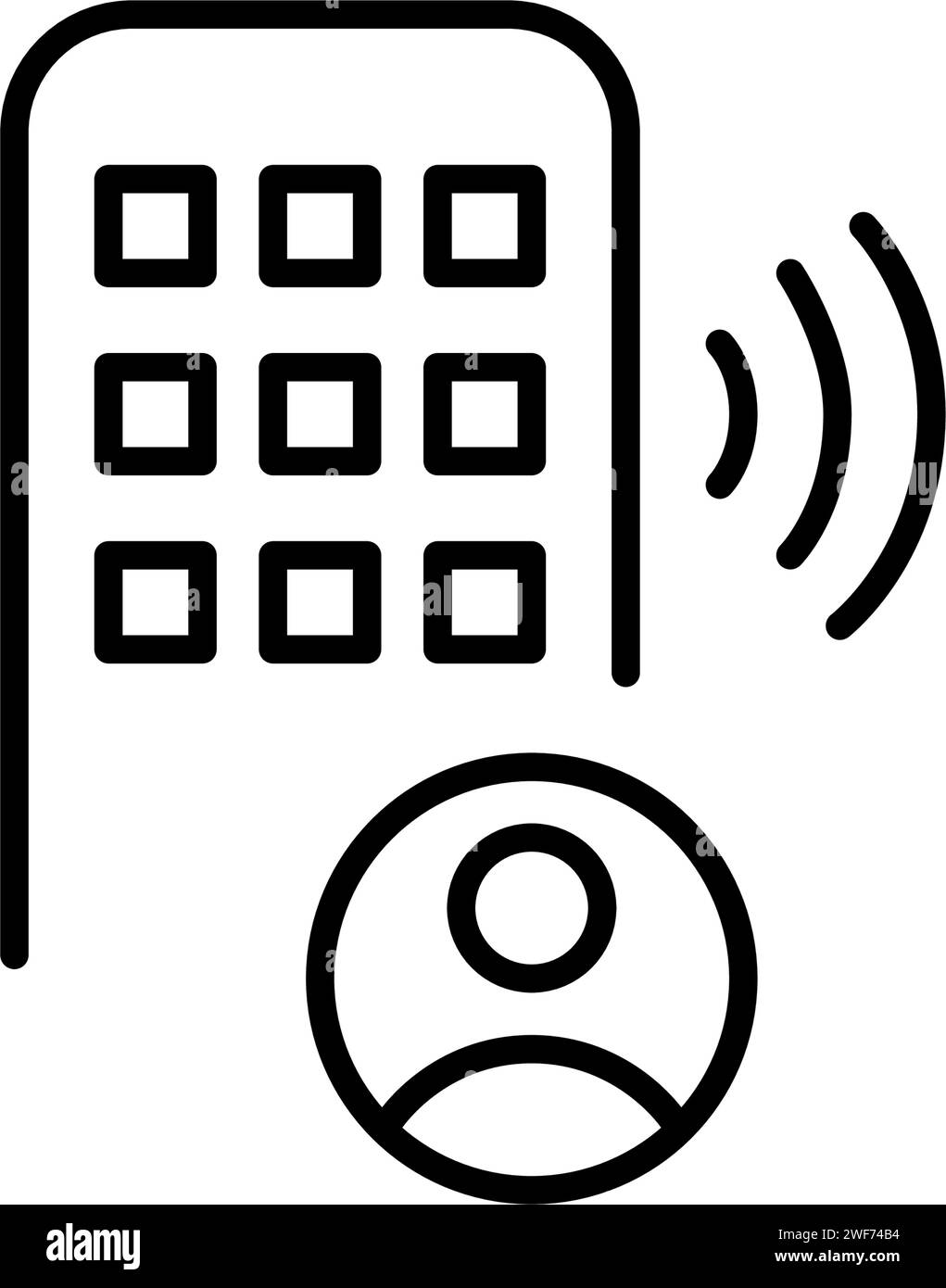 Blocco intelligente con memoria account personale. Icona Pixel Perfect Illustrazione Vettoriale
