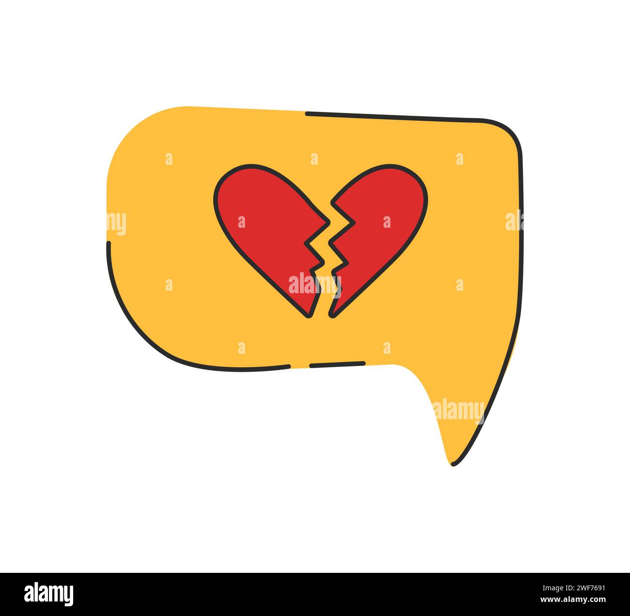 Messaggio d'amore disegnato a mano in stile doodle. Messaggio a forma di cuore. Illustrazione vettoriale. Ottimo per gli adesivi Illustrazione Vettoriale