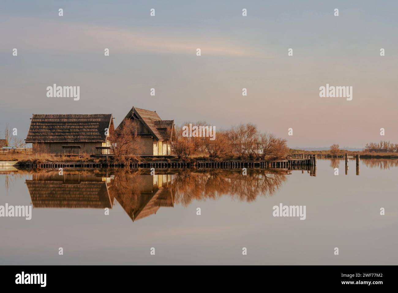 La Foce nelle Valli di Comacchio, zona umida del Delta del po, Ferrara, Emilia-Romagna, Italia. Foto Stock