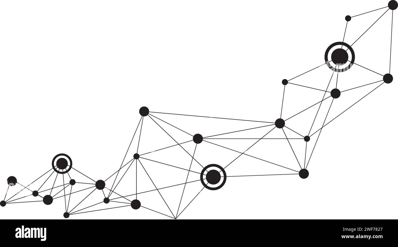 Sfondo spazio poligonale con punti di connessione e vettore linee Illustrazione Vettoriale