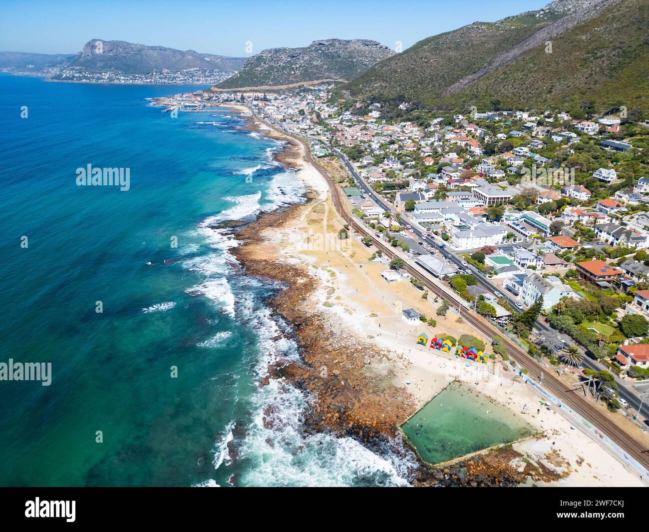 St James Tidal pool e St James Beach, St James, città del Capo, Sudafrica Foto Stock