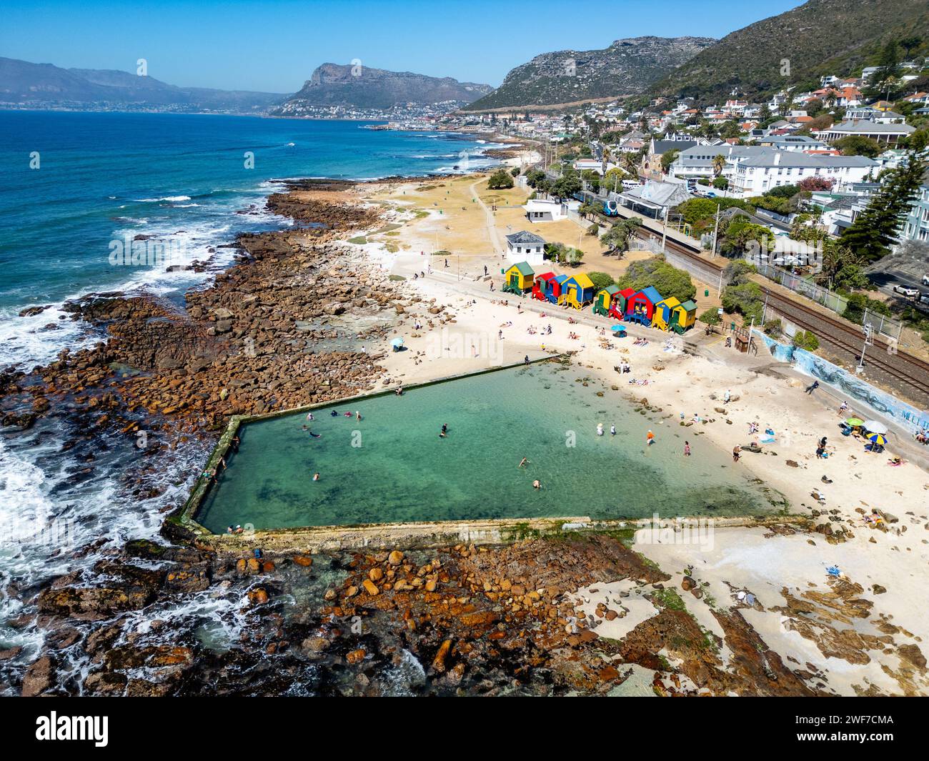 St James Tidal pool e St James Beach, St James, città del Capo, Sudafrica Foto Stock