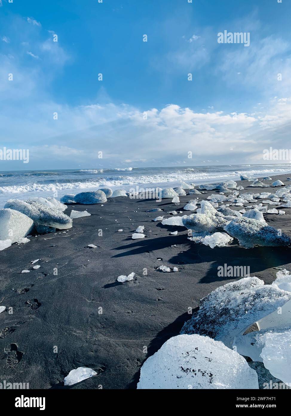 L'iceberg sbarca su Diamond Beach in Islanda Foto Stock