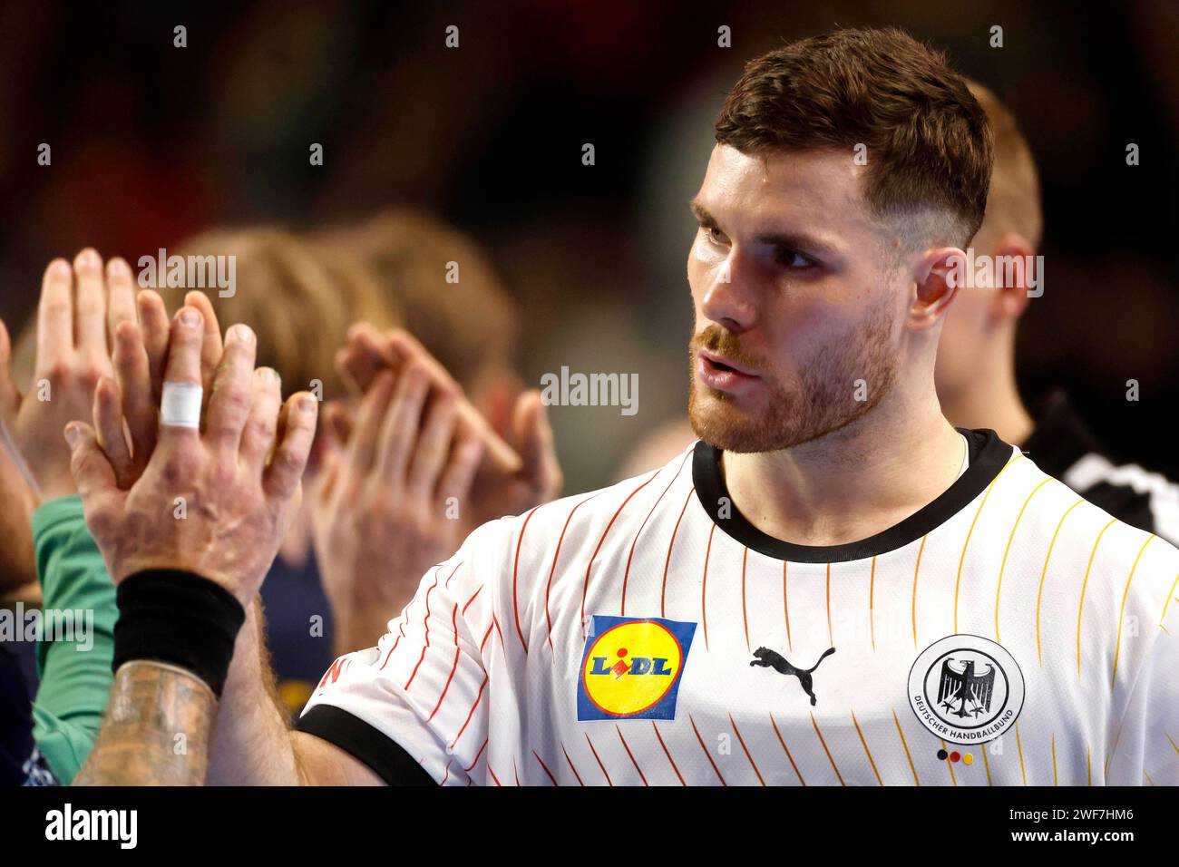 Handball, EHF-Europameisterschaft der Männer Spiel um Platz 3 DEUTSCHLAND (GER) vs. SCHWEDEN (SWE) 31:34 28.01.2024 in der Lanxess-Arena a Köln Johannes GOLLA (GER) foto: Norbert Schmidt Foto Stock