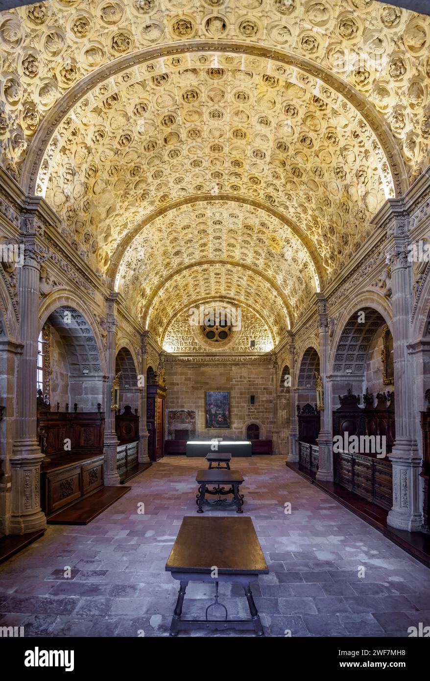 Sacrestia maggiore o Sacrestia dei capi della Cattedrale di Sigüenza. Guadalajara, Castilla la Mancha, Spagna. Foto Stock