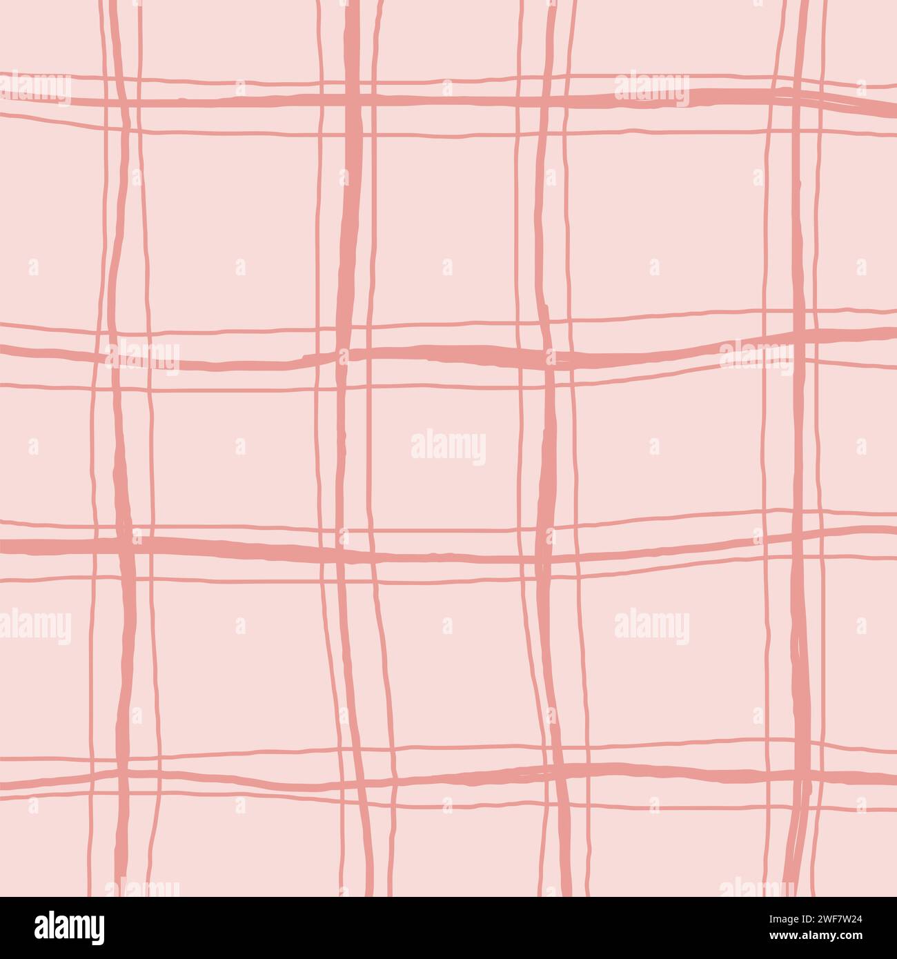 Schema geometrico irregolare disegnato a mano con griglia a mano libera. Forme e bordi unici di pennello beige, rosa, pallido, rosso. Ele di design semplice grunge y2k Illustrazione Vettoriale