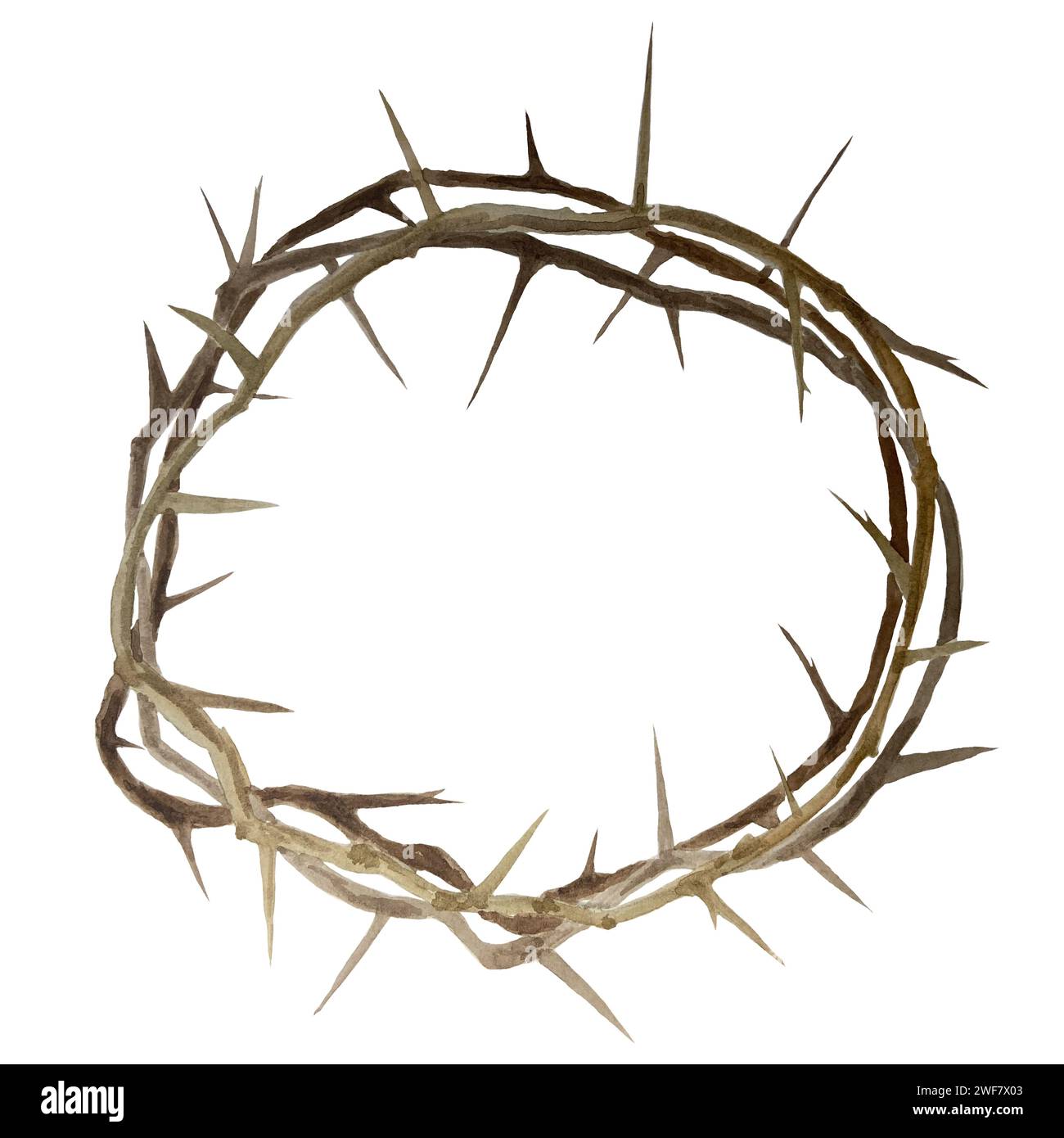 Corona di spine ad acquerello per Pasqua, giovedì santo, illustrazione religiosa isolata su bianco Foto Stock
