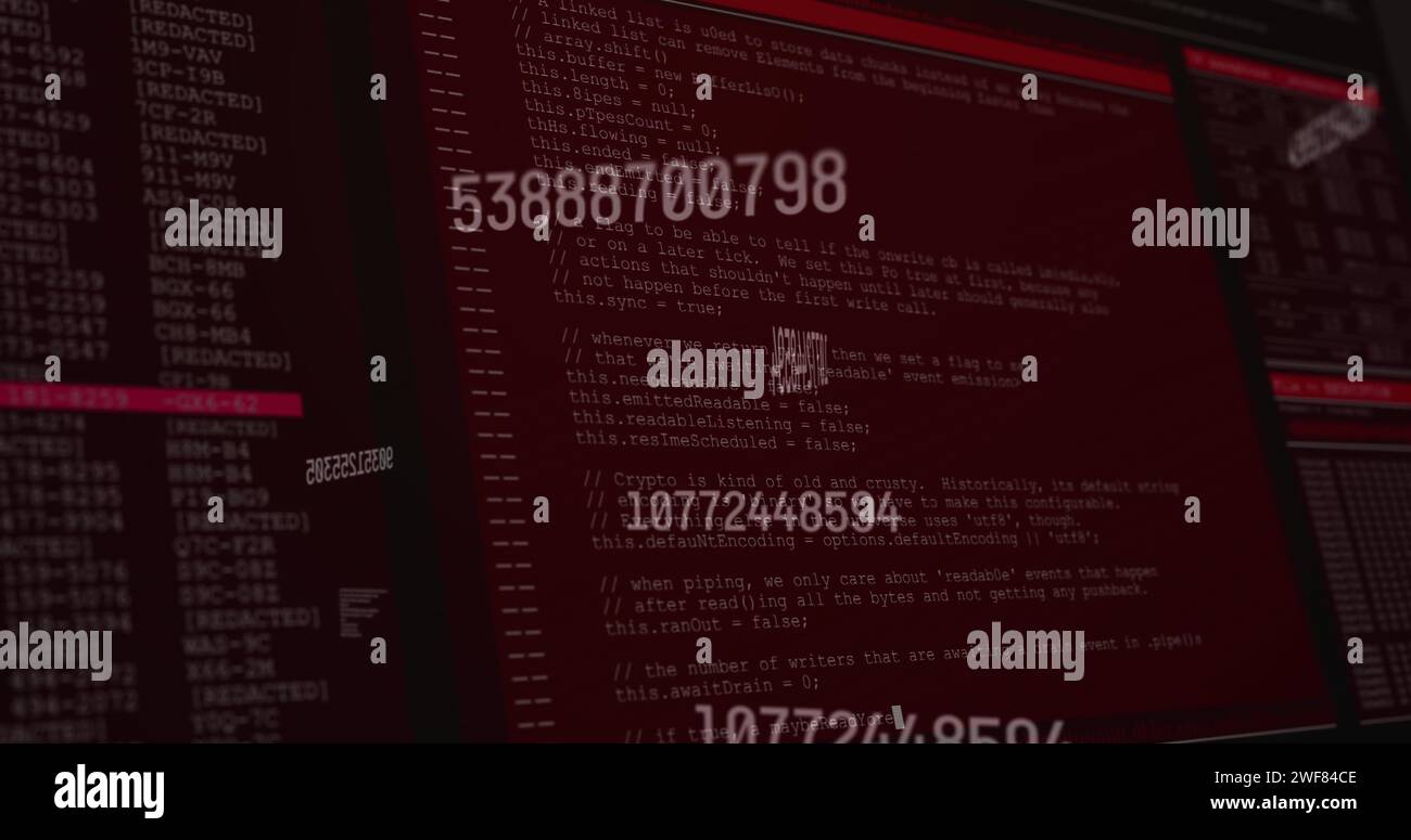 Immagine della modifica dei numeri e dell'elaborazione dei dati sullo schermo del computer Foto Stock