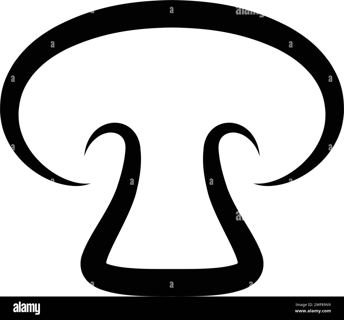 vettoriale con logo a fungo champignon line Illustrazione Vettoriale