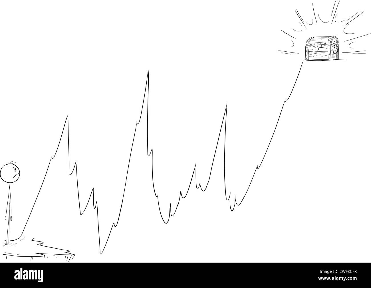 Uomo d'affari o investitore e successo sul mercato, illustrazione Vector Cartoon Stick Illustrazione Vettoriale