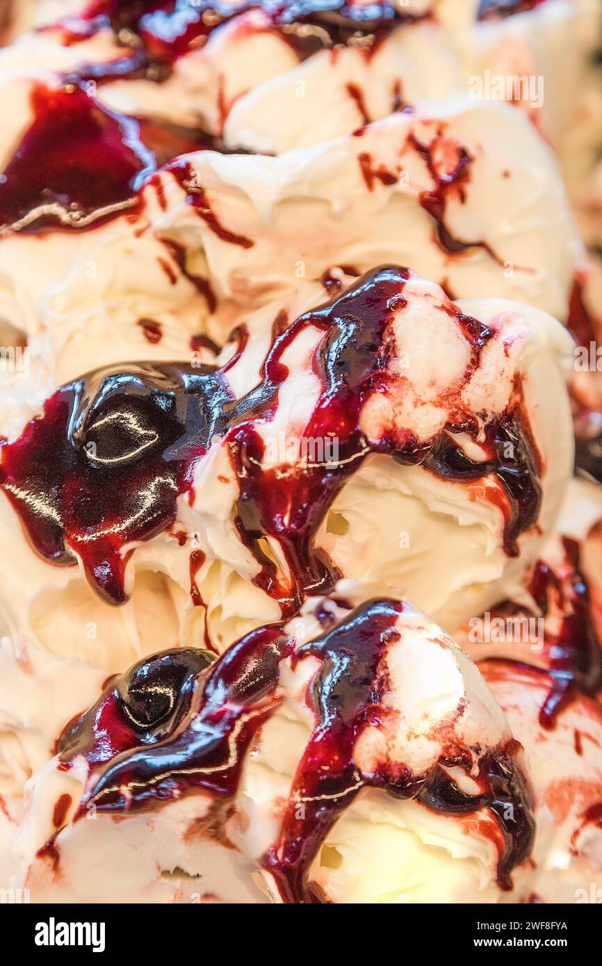 Vista ravvicinata della ciliegia acida dal sapore di gelato. Messa a fuoco morbida Foto Stock