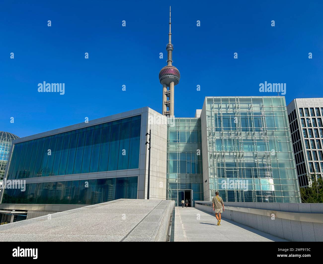 Shanghai, Cina, Vista panoramica, skyline, centro città, architettura moderna, edifici per uffici, Museo d'Arte di Pudong, Pearl Travel Road, Foto Stock