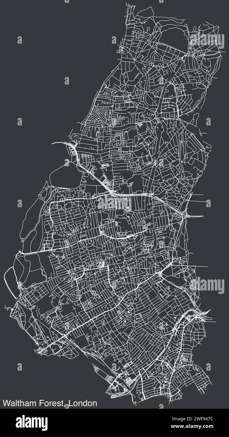 Mappa stradale del BOROUGH OF WALTHAM FOREST, LONDRA Illustrazione Vettoriale