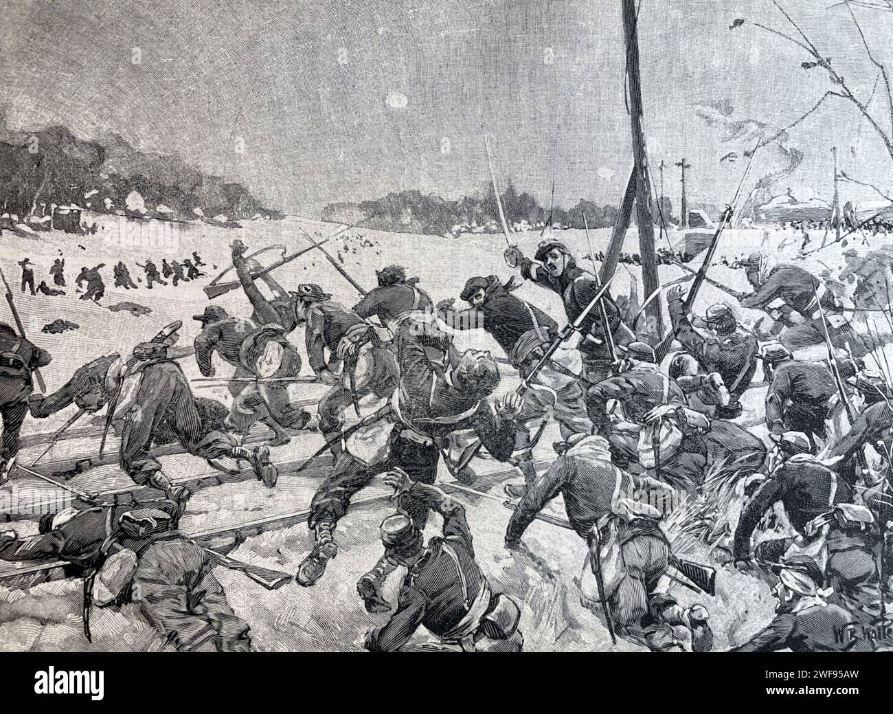 BATTAGLIA DI VILLERS 29 novembre-3 dicembre 1870. I francesi avanzano verso le linee prussiane. Foto Stock