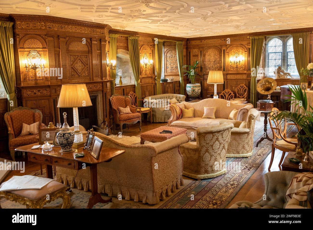 Regno Unito, Inghilterra Kent, Hever, Hever Castle, salotto, interni Foto Stock