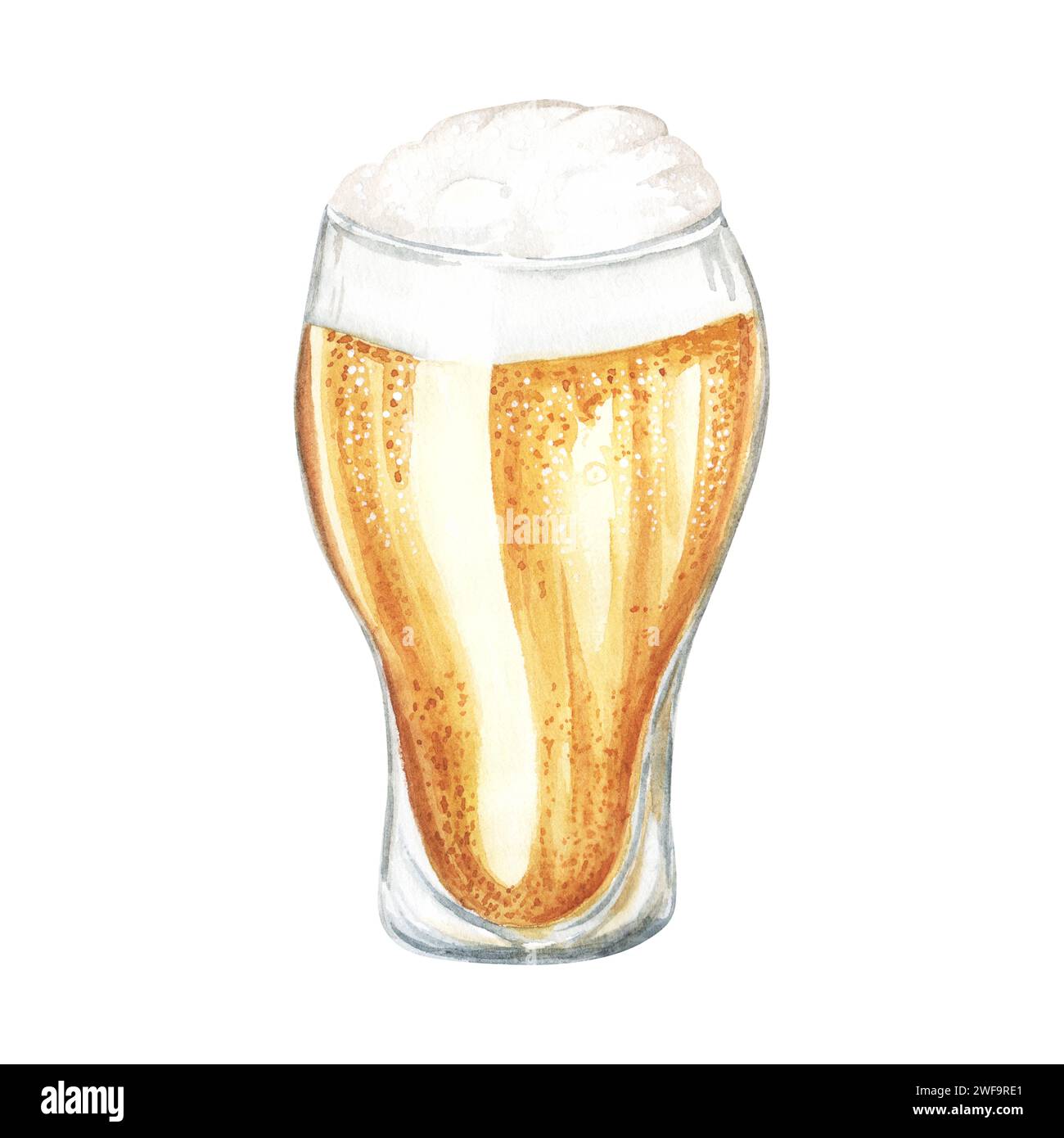 Pinta e tazza di birra estratta a mano. Texture acquerello e schizzi. Bevande alcoliche per caffè, menu del ristorante, volantini, pubblicità. Foto Stock