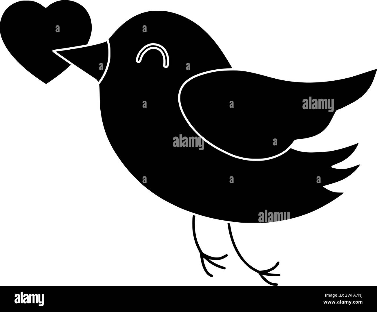 illustrazione d'amore silhouette animale cuore logo icona uccello contorno san valentino romantico giorno natura romanticismo vacanza albero felice matrimonio forma due uccelli celebrazione Illustrazione Vettoriale