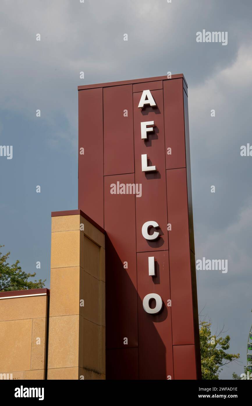Falcon Heights, Minnesota. Logo AFL-CIO sull'edificio alla fiera dello stato del Minnesota. Foto Stock