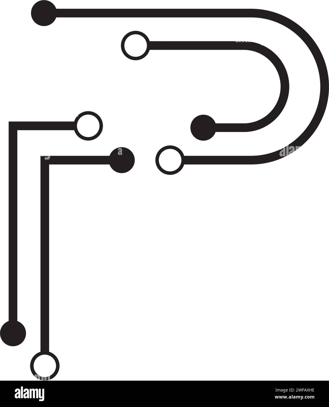P Letter disegno illustrativo del circuito Illustrazione Vettoriale
