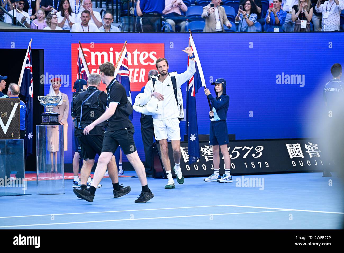 Daniil Medvedev durante l'Australian Open AO 2024, la finale maschile del grande Slam, il 28 gennaio 2024, al Melbourne Park in Australia. Foto Stock