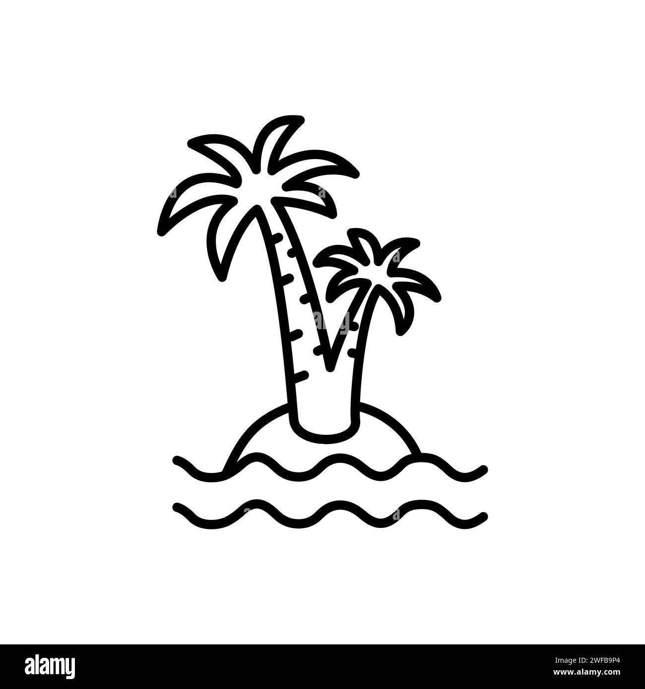 Icona linea Palm Tree su sfondo bianco Illustrazione Vettoriale