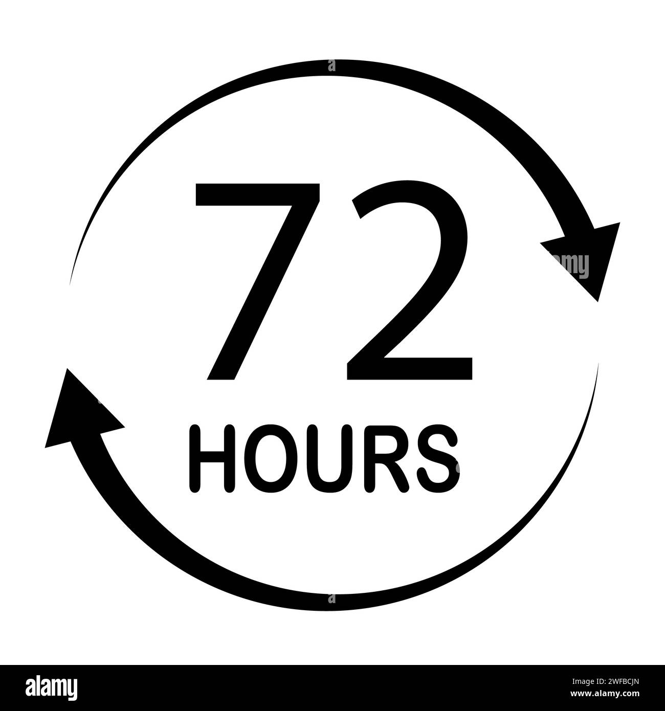 icona 72 ore. 72 ore di segnale. simbolo di manutenzione 72 ore. piatto. Foto Stock