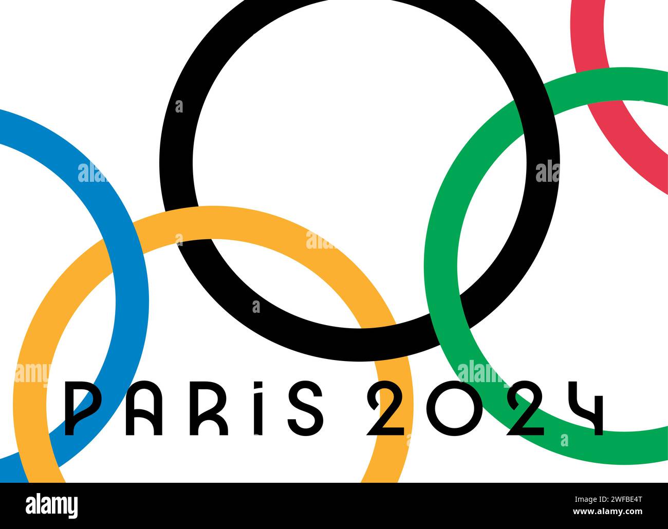 Ucraina, Charkiv - 2 agosto 2023. Parigi, Francia, 2024 Olimpiadi estive logo ufficiale. Illustrazione vettoriale dei giochi olimpici. Illustrazione Vettoriale