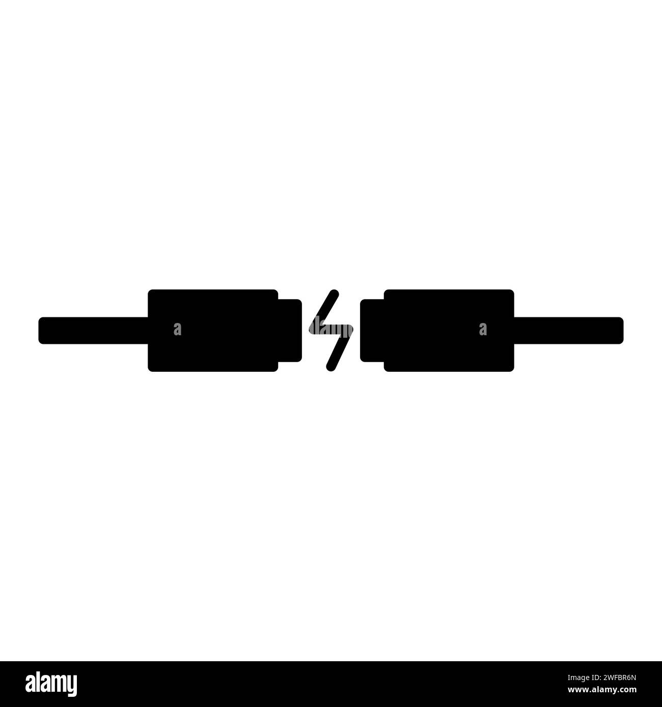 Non collegare i cavi usb. Due segni. Cavo di alimentazione. Silhouette art. Background tecnologico. Illustrazione vettoriale. Immagine stock. EPS 10. Illustrazione Vettoriale