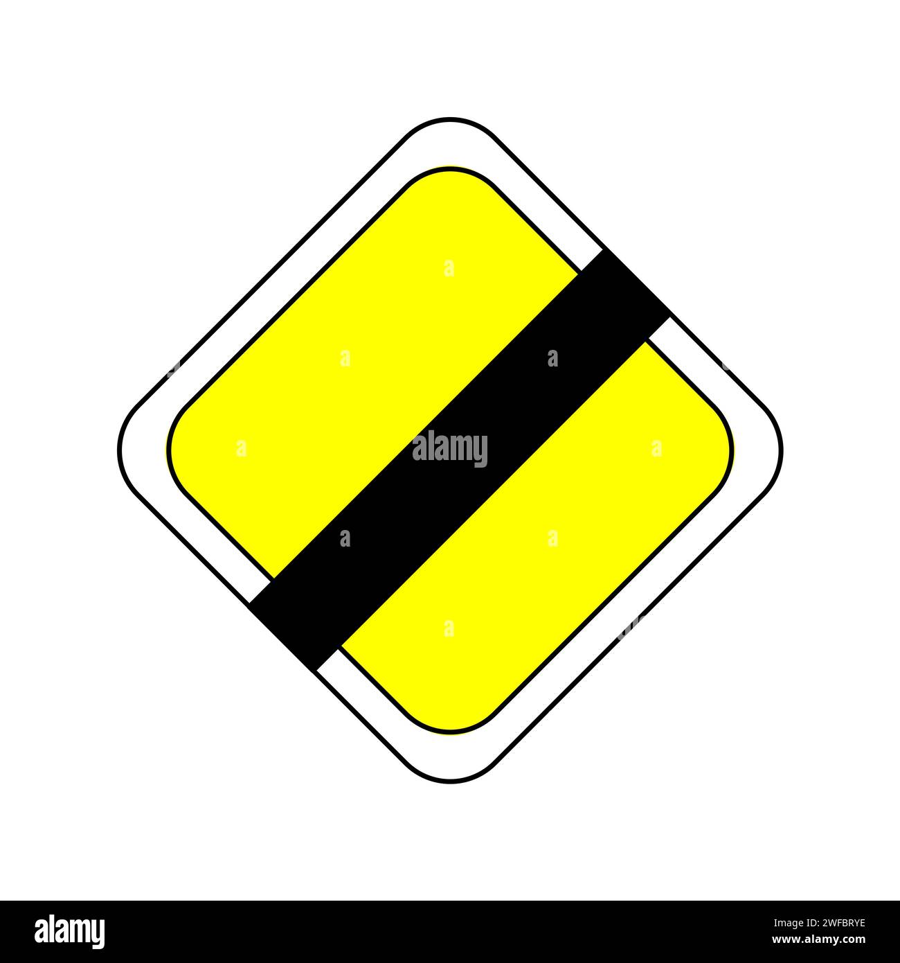 Fine della strada prioritaria. Segnale normativo. A forma di rombo giallo. Traffico stradale. Icona piatta. Illustrazione vettoriale. Immagine stock. EPS 10. Illustrazione Vettoriale